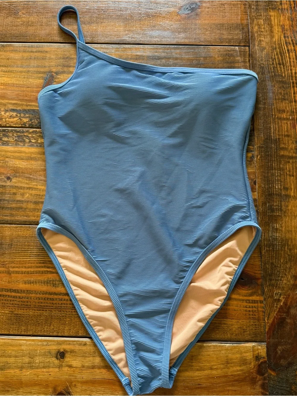 NEW J. Crew Ribbed Blue One Shoulder Strap One Piece Swimsuit Size 10 Blue NWT